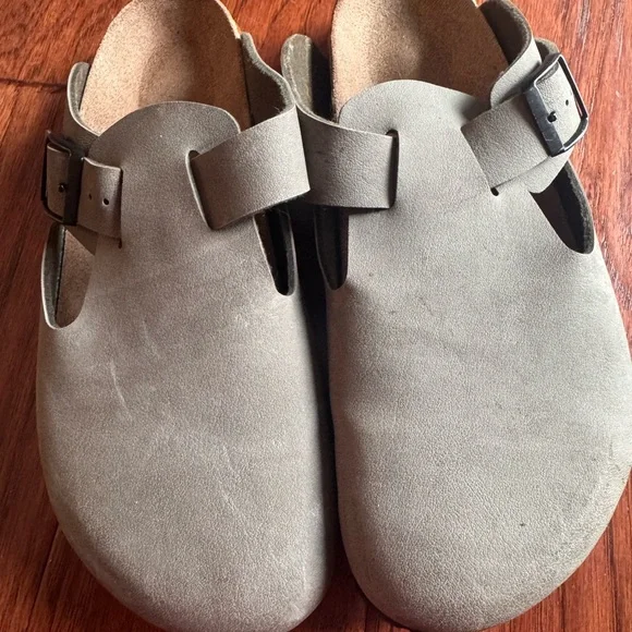 Betula By Birkenstock Boston Clogs Gray Leather Women’s 10 Men’s 8 Unisex Shoes - Picture 4 of 8